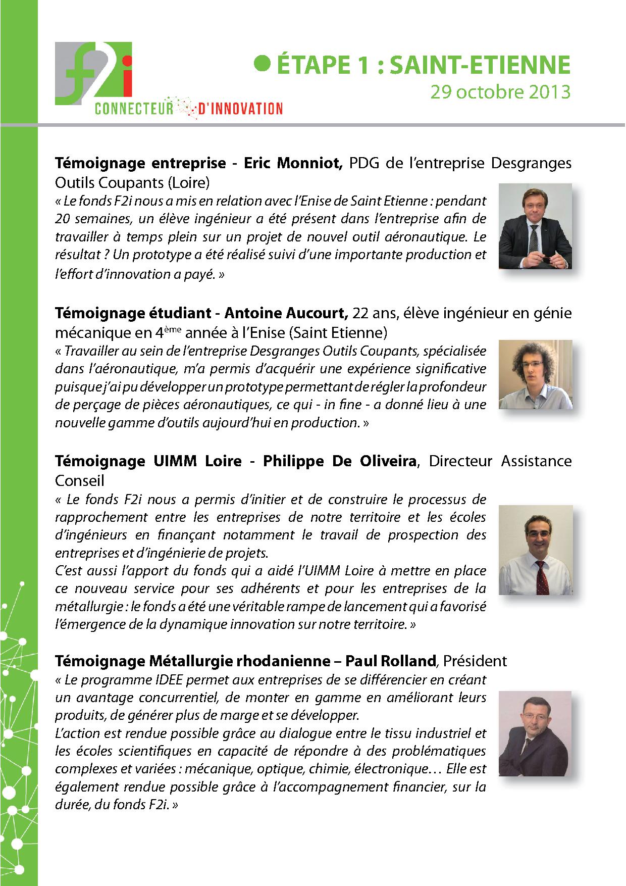 Témoignages Programme IDEE3 - F2i - UIMM - PERSPECTIVES